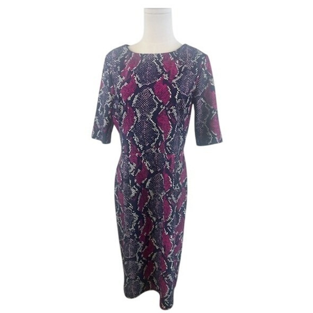 New Jude Connally Monique Snakeskin Print Dress Magenta Purple Size Medium $229